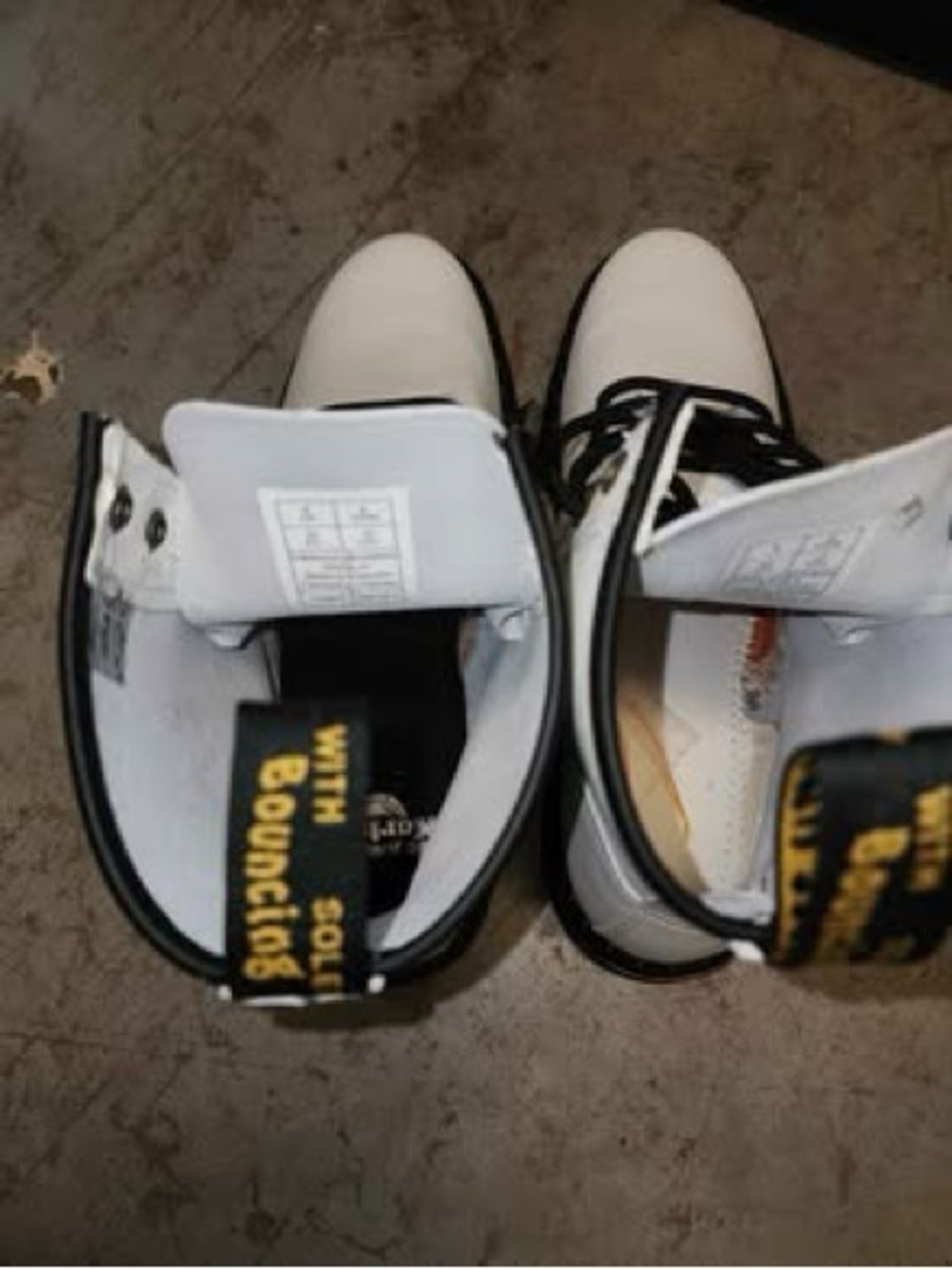 Dr. Martens White Leather Lace-Up Combat Boots with Black Trim - Picture 4 of 4